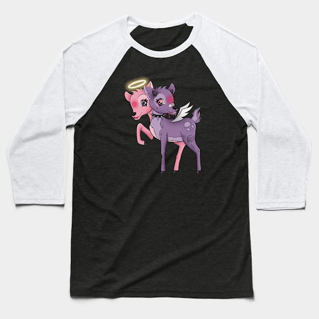 angel demon bambi Baseball T-Shirt by bratcave.studio